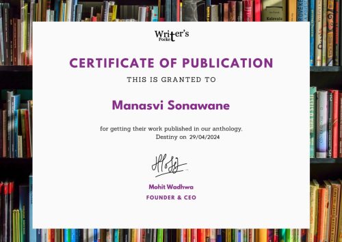 Certificate for Destiny - Manasvi Sonawane