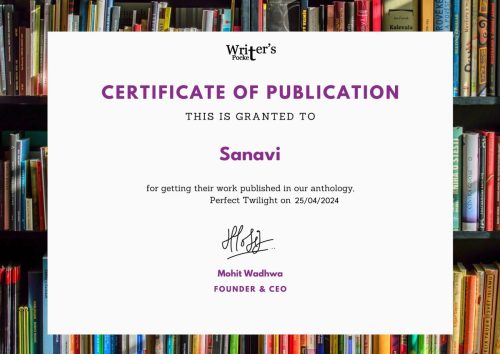 Certificate for Perfect Twilight - Sanavi